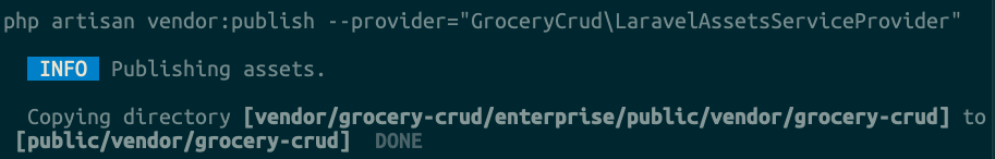 Laravel copy assets through artisan